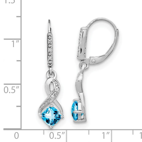 Sterling Silver Blue Topaz and Diamond Earrings-WBC-EM7402-BT-006-SSA