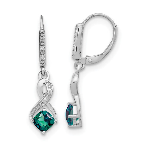 Sterling Silver Created Alexandrite and Diamond Earrings-WBC-EM7402-CA-006-SSA