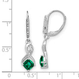 Sterling Silver Created Emerald and Diamond Earrings-WBC-EM7402-CEM-006-SSA