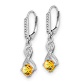 Sterling Silver Citrine and Diamond Earrings-WBC-EM7402-CI-006-SSA