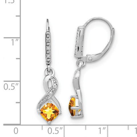 Sterling Silver Citrine and Diamond Earrings-WBC-EM7402-CI-006-SSA