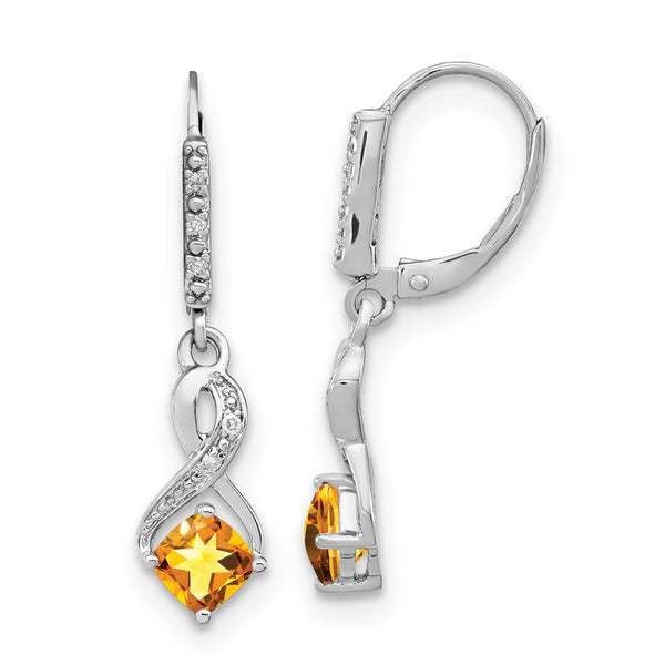 Sterling Silver Citrine and Diamond Earrings-WBC-EM7402-CI-006-SSA