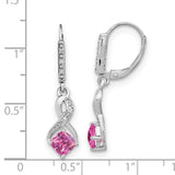 Sterling Silver Created Pink Sapphire and Diamond Earrings-WBC-EM7402-CPS-006-SSA