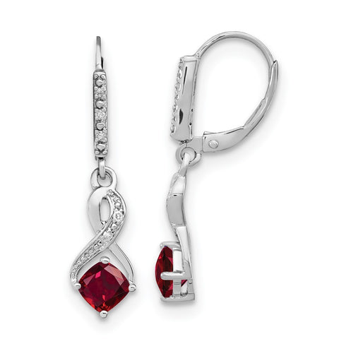 Sterling Silver Created Ruby and Diamond Earrings-WBC-EM7402-CRU-006-SSA