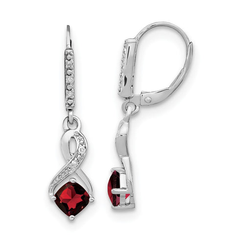 Sterling Silver Garnet and Diamond Earrings-WBC-EM7402-GA-006-SSA