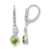 Sterling Silver Peridot and Diamond Earrings-WBC-EM7402-PE-006-SSA