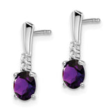 14k White Gold Oval Amethyst and Diamond Dangle Earrings-WBC-EM7407-AM-004-WA