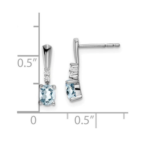 14k White Gold Oval Aquamarine and Diamond Dangle Earrings-WBC-EM7407-AQ-004-WA