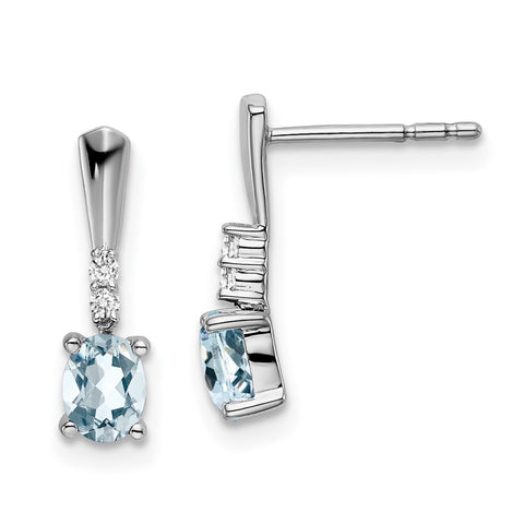 14k White Gold Oval Aquamarine and Diamond Dangle Earrings-WBC-EM7407-AQ-004-WA