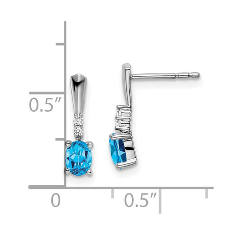 14k White Gold Oval Blue Topaz and Diamond Dangle Earrings-WBC-EM7407-BT-004-WA