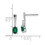 14k White Gold Oval Created Emerald and Diamond Dangle Earrings-WBC-EM7407-CEM-004-WA