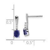 14k White Gold Oval Created Sapphire and Diamond Dangle Earrings-WBC-EM7407-CSA-004-WA