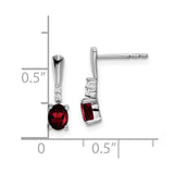 14k White Gold Oval Garnet and Diamond Dangle Earrings-WBC-EM7407-GA-004-WA