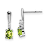 14k White Gold Oval Peridot and Diamond Dangle Earrings-WBC-EM7407-PE-004-WA