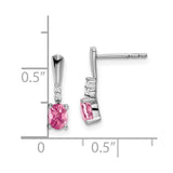 14k White Gold Oval Pink Tourmaline and Diamond Dangle Earrings-WBC-EM7407-PT-004-WA