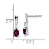 14k White Gold Oval Rhodolite Garnet and Diamond Dangle Earrings-WBC-EM7407-RG-004-WA