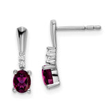 14k White Gold Oval Rhodolite Garnet and Diamond Dangle Earrings-WBC-EM7407-RG-004-WA