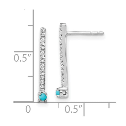 14k White Gold Turquoise and White Topaz Earrings-WBC-EM7415-BTQ-W