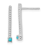 14k White Gold Turquoise and White Topaz Earrings-WBC-EM7415-BTQ-W