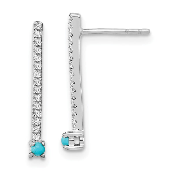 14k White Gold Turquoise and White Topaz Earrings-WBC-EM7415-BTQ-W