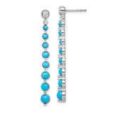 14k White Gold Graduated Turquoise and White Topaz Earrings-WBC-EM7416-BTQ-W