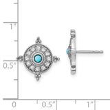 14k White Gold Turquoise and White Topaz Earrings-WBC-EM7422-BTQ-W