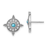 14k White Gold Turquoise and White Topaz Earrings-WBC-EM7422-BTQ-W