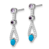 14k White Gold Turquoise/Amethyst/White Topaz Dangle Earrings-WBC-EM7425-BTQ/AM-W