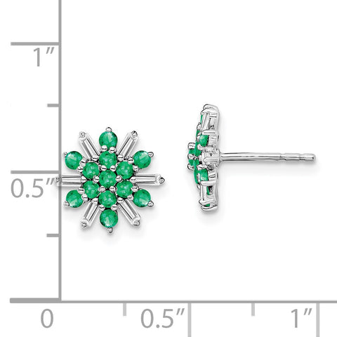 14k White Gold Emerald and Diamond Earrings-WBC-EM7454-EM-18-WA