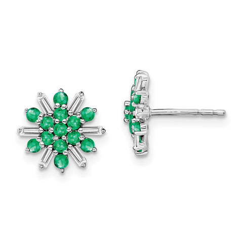 14k White Gold Emerald and Diamond Earrings-WBC-EM7454-EM-18-WA