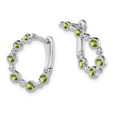 14k White Gold Peridot Teardrop Hoop Earrings-WBC-EM7455-PE-W