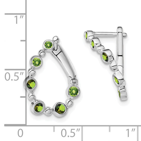 14k White Gold Peridot Teardrop Hoop Earrings-WBC-EM7455-PE-W