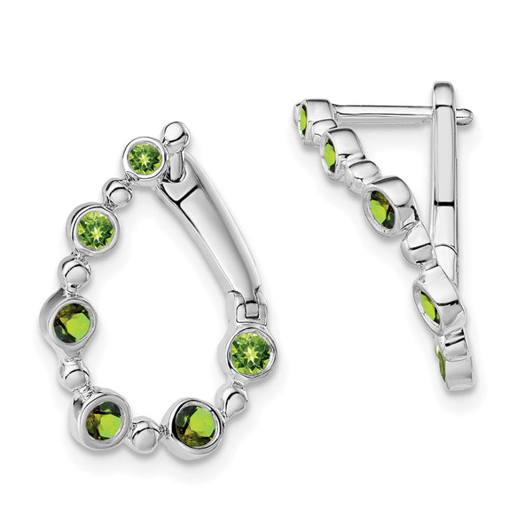 14k White Gold Peridot Teardrop Hoop Earrings-WBC-EM7455-PE-W