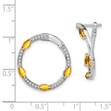 14k White Gold Citrine and Diamond Hoop Earrings-WBC-EM7456-CI-026-WA