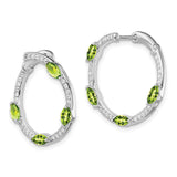 14k White Gold Peridot and Diamond Hoop Earrings-WBC-EM7456-PE-026-WA