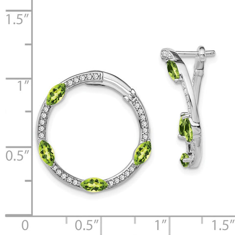 14k White Gold Peridot and Diamond Hoop Earrings-WBC-EM7456-PE-026-WA