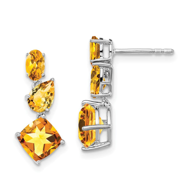 14k White Gold Citrine Dangle Earrings-WBC-EM7457-CI-W