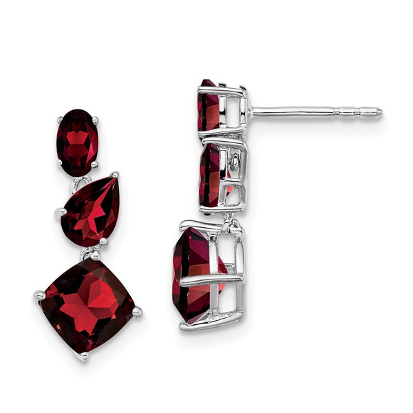 14k White Gold Garnet Dangle Earrings-WBC-EM7457-GA-W