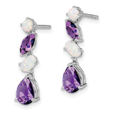 14k White Gold Amethyst and Opal Dangle Earrings-WBC-EM7458-AM/OP-W