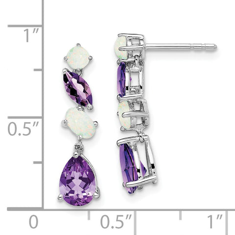 14k White Gold Amethyst and Opal Dangle Earrings-WBC-EM7458-AM/OP-W