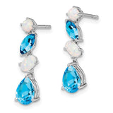 14k White Gold Blue Topaz and Opal Dangle Earrings-WBC-EM7458-BT/OP-W