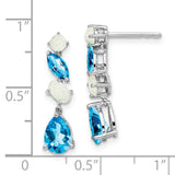 14k White Gold Blue Topaz and Opal Dangle Earrings-WBC-EM7458-BT/OP-W