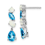 14k White Gold Blue Topaz and Opal Dangle Earrings-WBC-EM7458-BT/OP-W