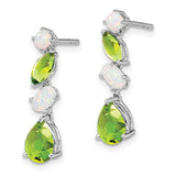 14k White Gold Peridot and Opal Dangle Earrings-WBC-EM7458-PE/OP-W