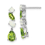 14k White Gold Peridot and Opal Dangle Earrings-WBC-EM7458-PE/OP-W