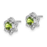 14k White Gold Peridot and Diamond Post Earrings-WBC-EM7459-PE-006-WA