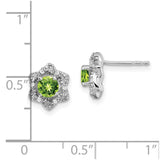 14k White Gold Peridot and Diamond Post Earrings-WBC-EM7459-PE-006-WA