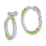 14k White Gold Peridot Oval Hoop Earrings-WBC-EM7460-PE-W