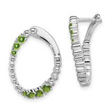 14k White Gold Peridot Oval Hoop Earrings-WBC-EM7460-PE-W