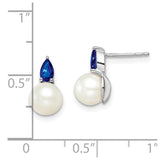 14k White Gold FWC Pearl and Sapphire Post Earrings-WBC-EM8094-SA-W